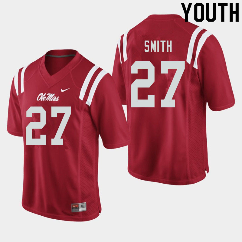 Dallas Smith Ole Miss Rebels NCAA Youth Red #27 Stitched Limited College Football Jersey DMT2358AT